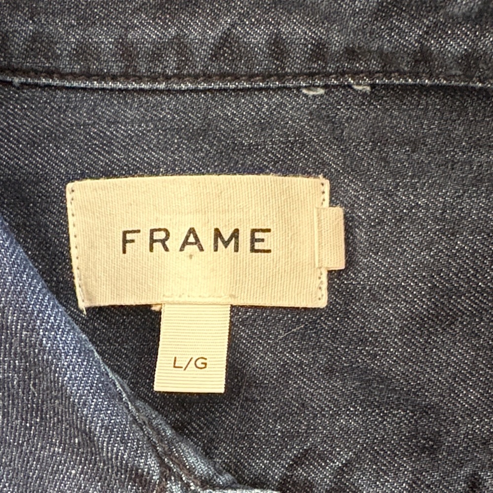 Frame Denim | Dark Wash “Gillian” Denim Button-Down Dress, Sz L - Picture 4 of 7